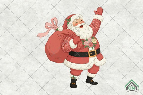 Faux Embroidery Joyful Santa Claus PNG Review