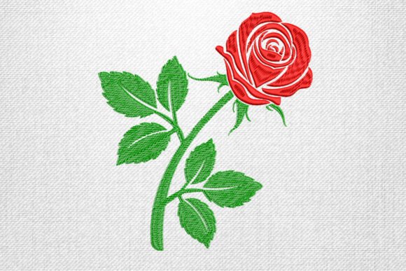 Red Rose Stem Embroidery Design Review for Etsy Sellers