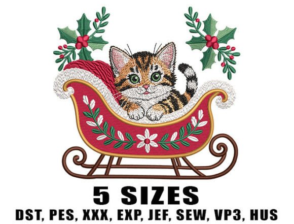 Sleigh Cat Christmas Embroidery Design Review